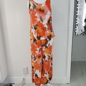Joie Vibrant Floral Jumpsuit - Orange and White